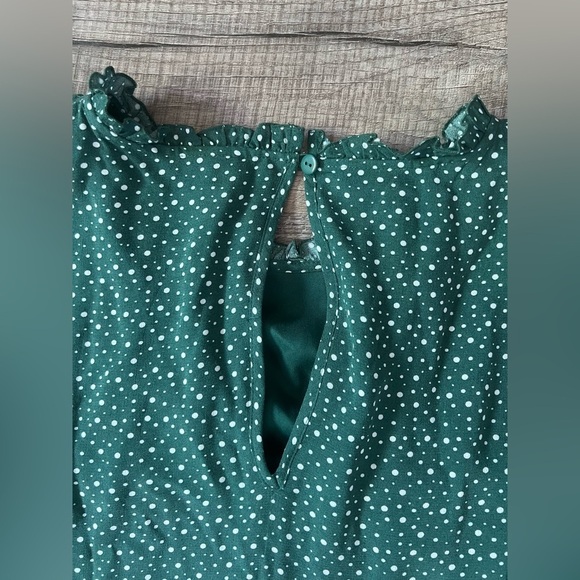 NWT! Anthropologie Maeve Esther Tiered Tunic 2X Green White Polkadot Dot Ruffle - Picture 7 of 7